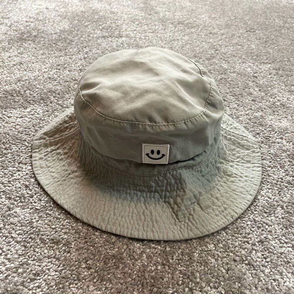 Unbranded Bucket Hat Kids 50 cm Large Gray Smiley Face Logo UPF 50 Sun Cap Beach